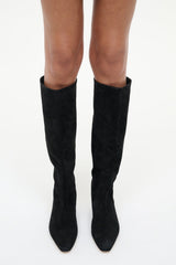 Wally Flat Boot | Black Suede