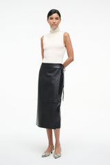 Roman Leather Wrap Skirt | Black