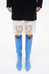 Western Wally Boot | Sky Blue Suede