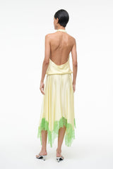 Elira Silk Dress | Key Lime Sprout