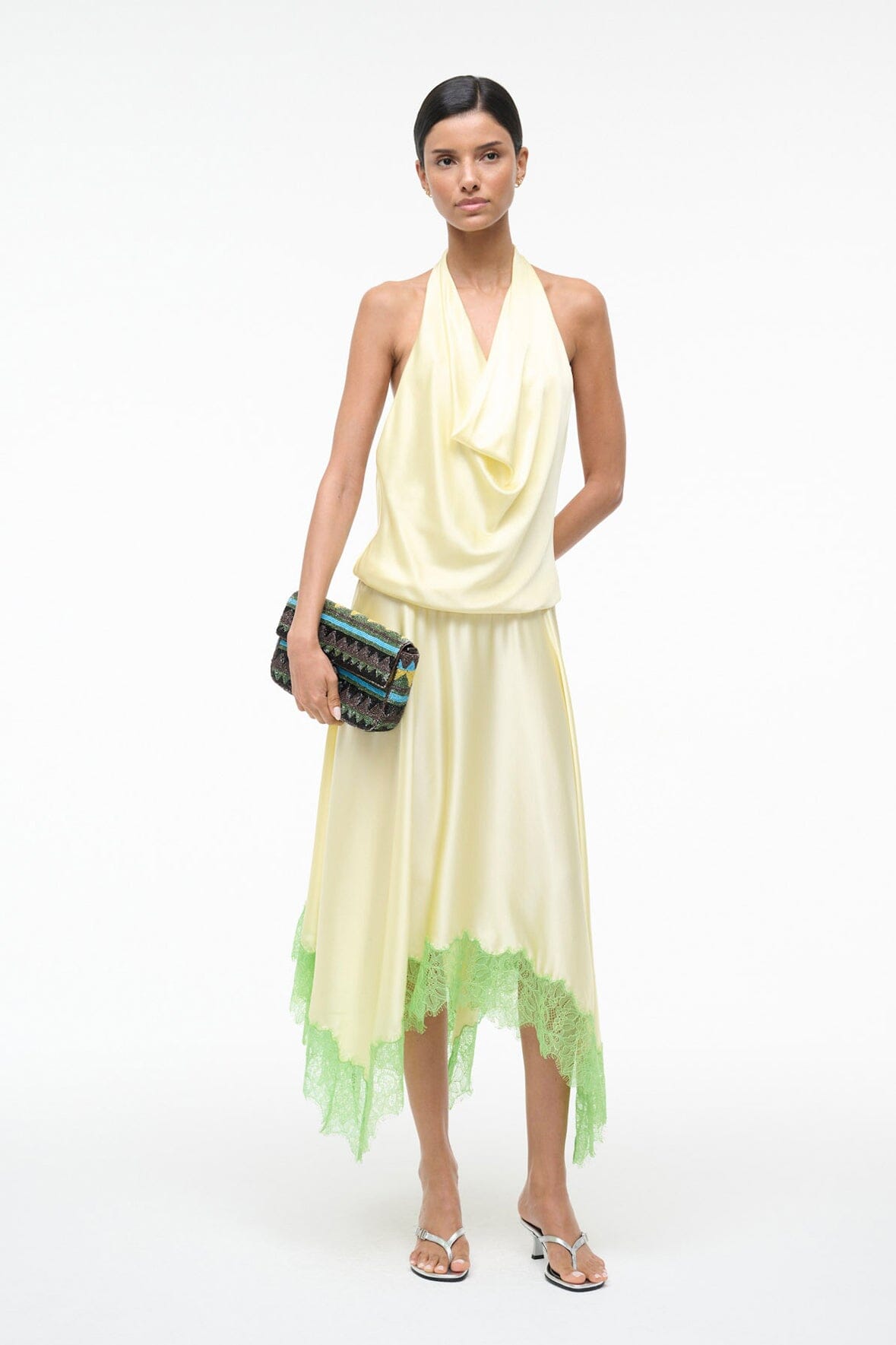 Elira Silk Dress | Key Lime Sprout