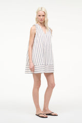 Elena Dress | Ecru Navy Stripe