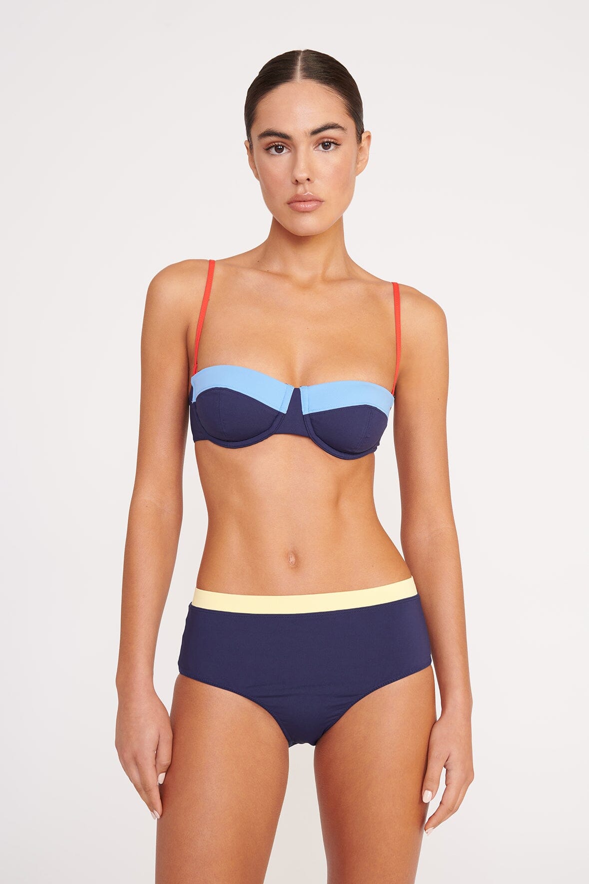 Devon High - Rise Bikini Bottom | Navy Colorblock