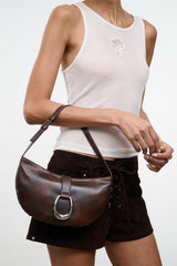 Harlow Crescent Shoulder Bag | Espresso Distressed