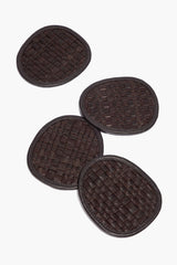 Grove Woven Leather Coasters | Espresso