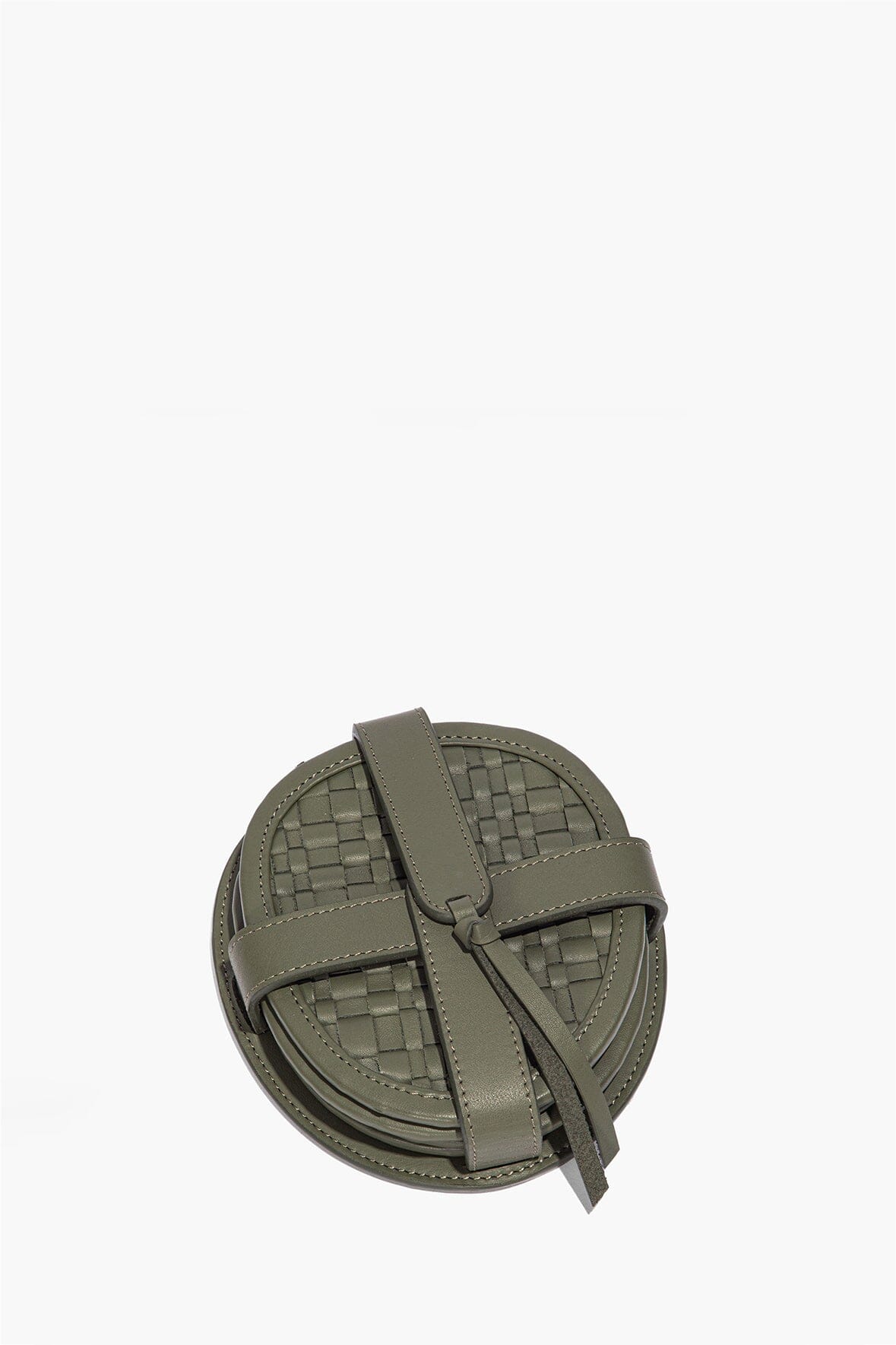 Grove Woven Leather Coasters | Moss