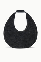 Large Raffia Moon Tote Bag | Black Raffia