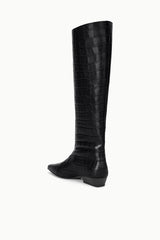 Wally Flat Boot | Black Croco