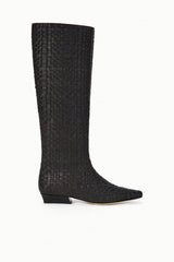 Wally Flat Boot | Espresso Woven Leather