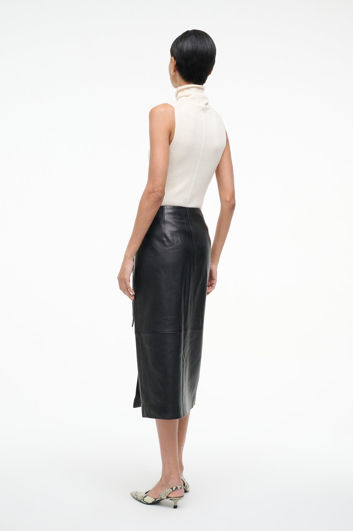 Roman Leather Wrap Skirt | Black