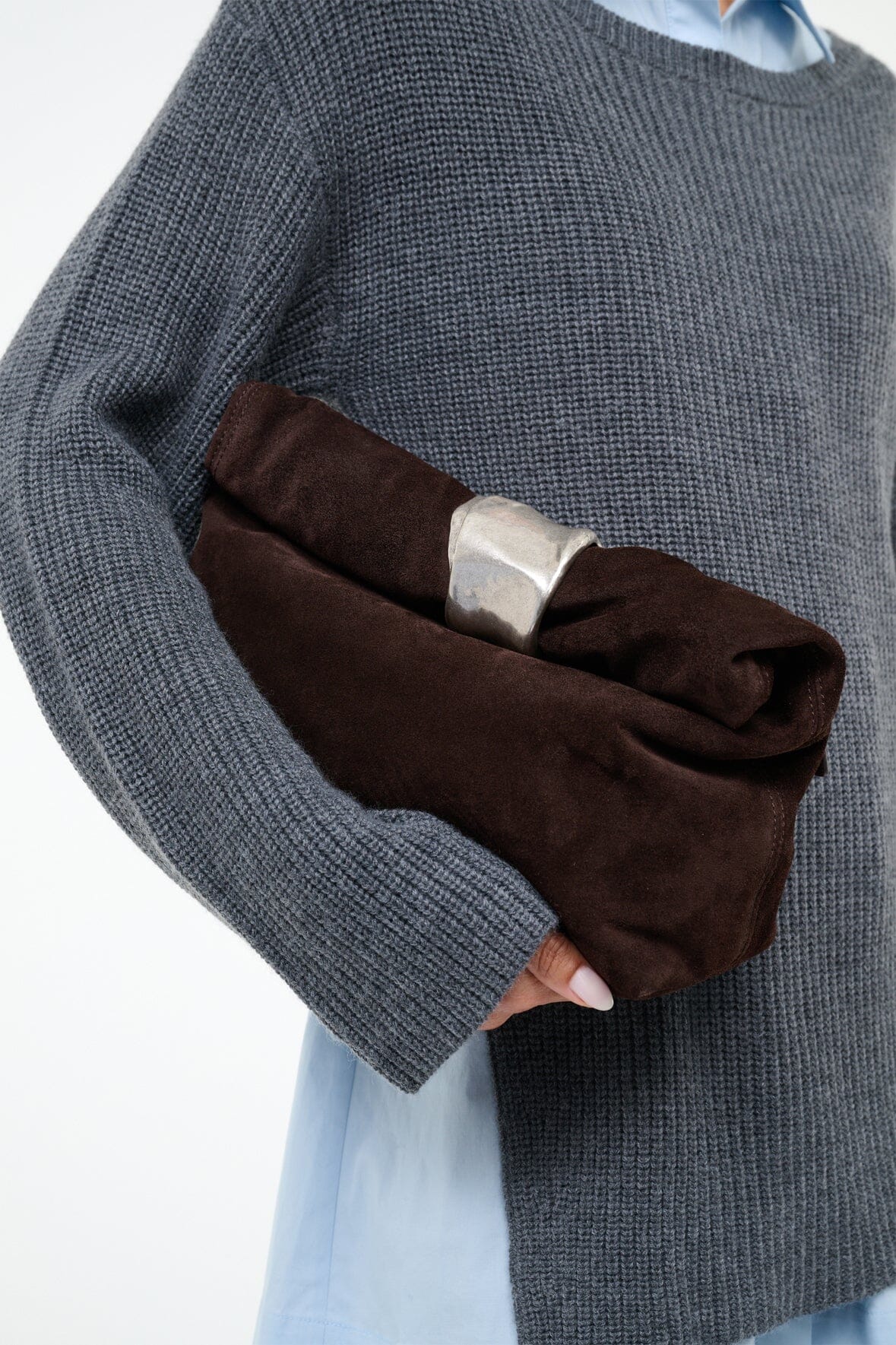 Cuff Clutch | Espresso Suede