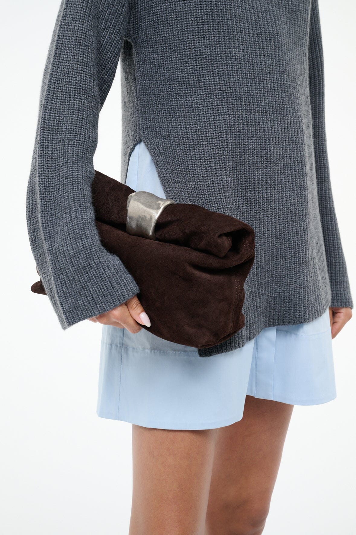 Cuff Clutch | Espresso Suede