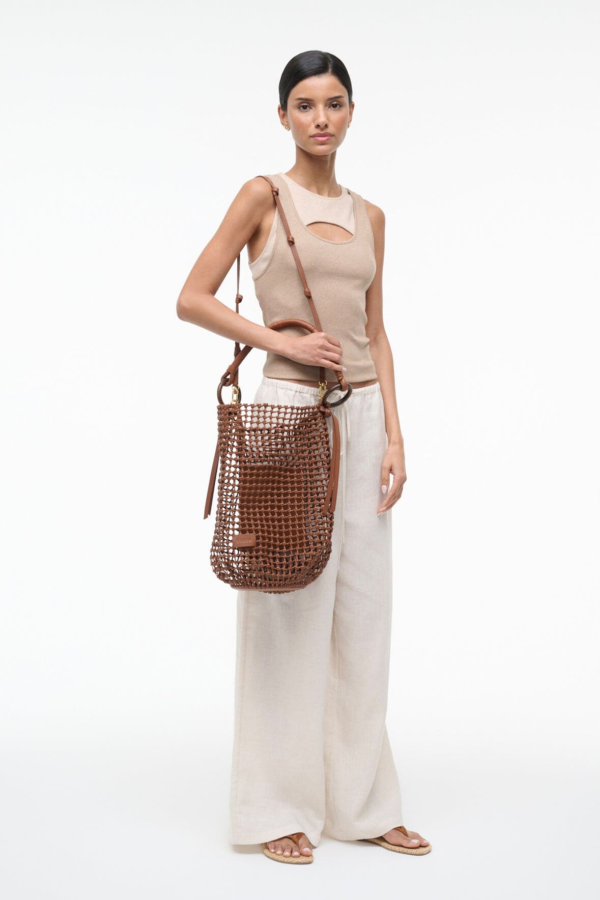Del Mar Bucket Bag | Tan Woven