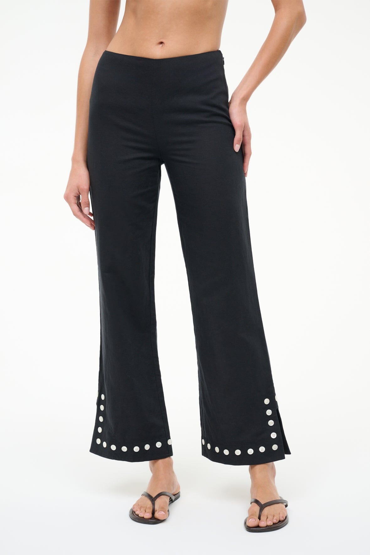 Piha Linen Coverup Pant | Black