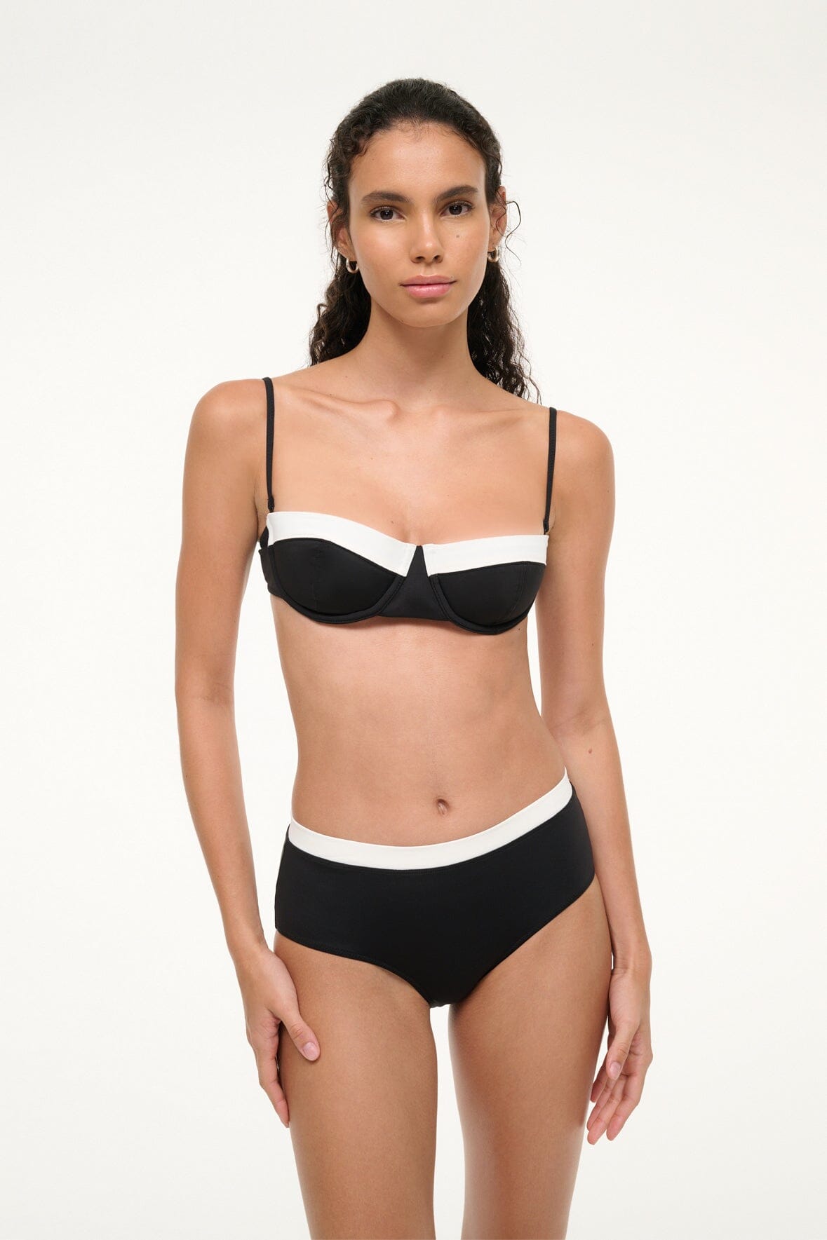 Jo Balconette Bikini Top | Black White