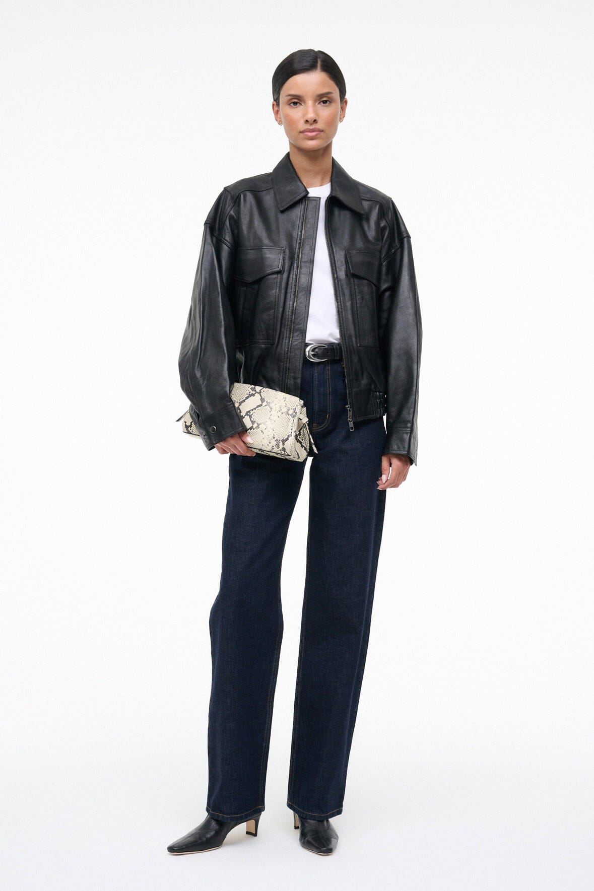 Maude Convertible Clutch | White Snake