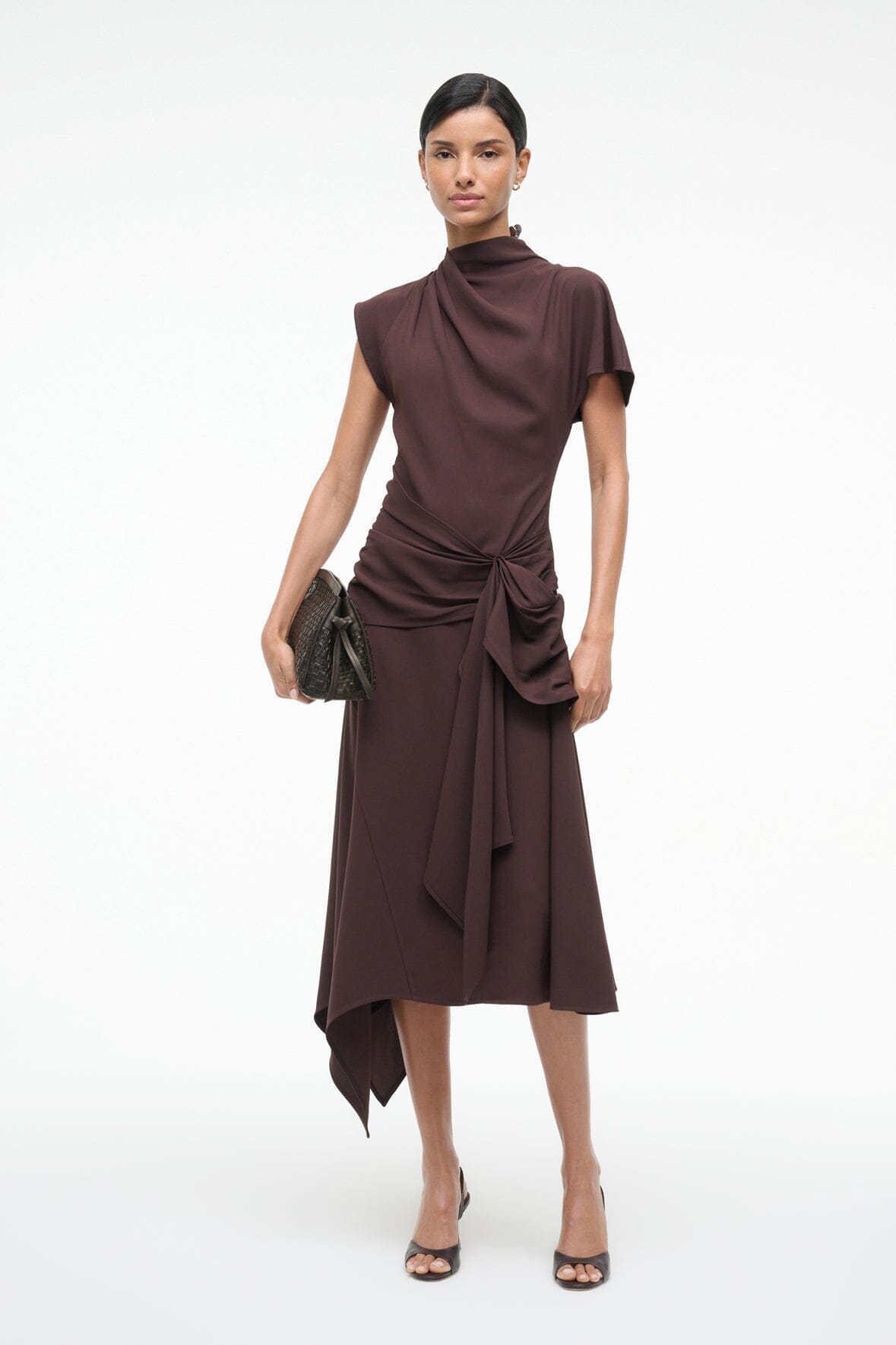 Maude Soft Clutch | Espresso Woven Leather