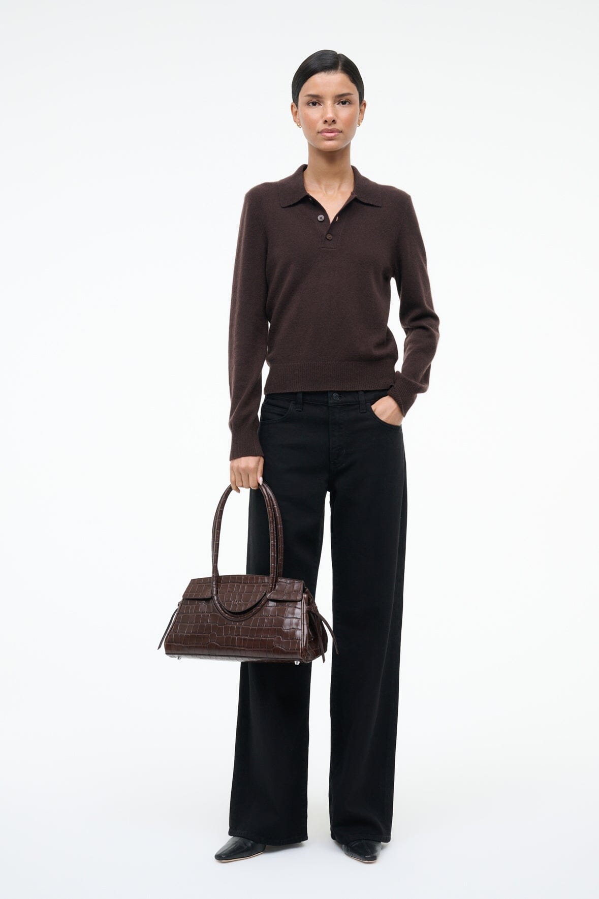 Maude Shoulder Bag | Espresso Croco
