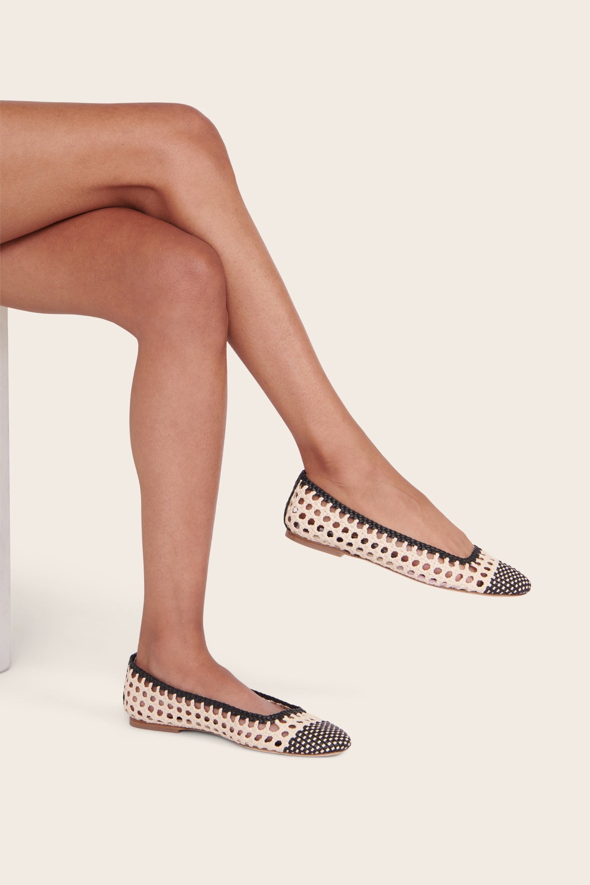 Nell Crochet Ballerina Sandal | Cream Black