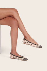 Nell Crochet Ballerina Sandal | Cream Black