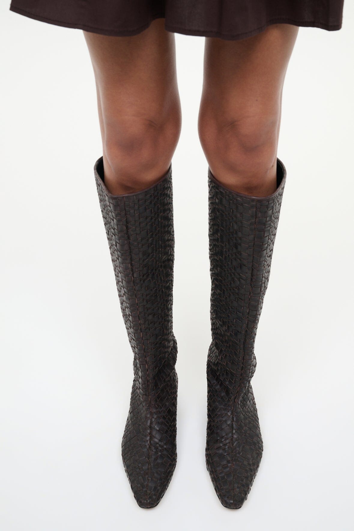 Wally Flat Boot | Espresso Woven Leather