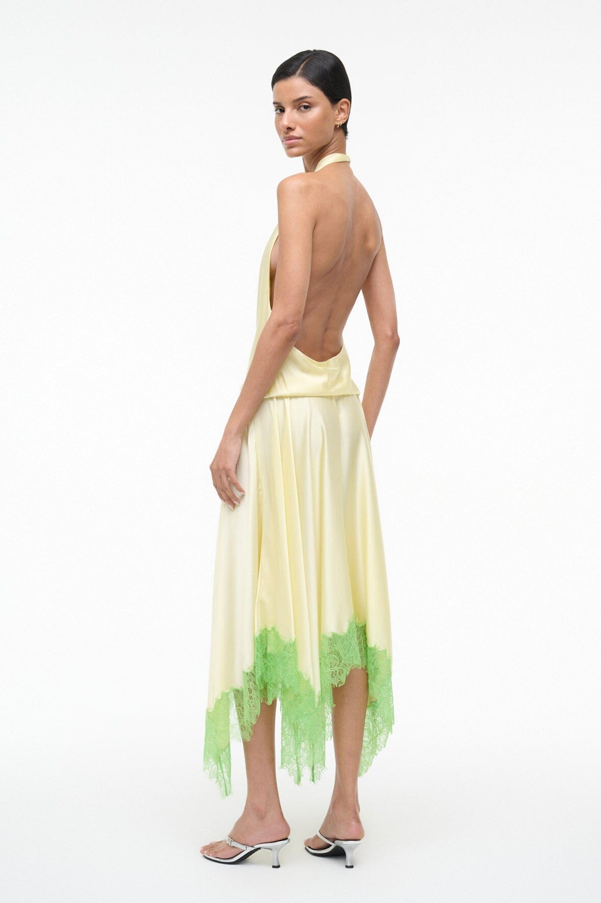 Elira Silk Dress | Key Lime Sprout