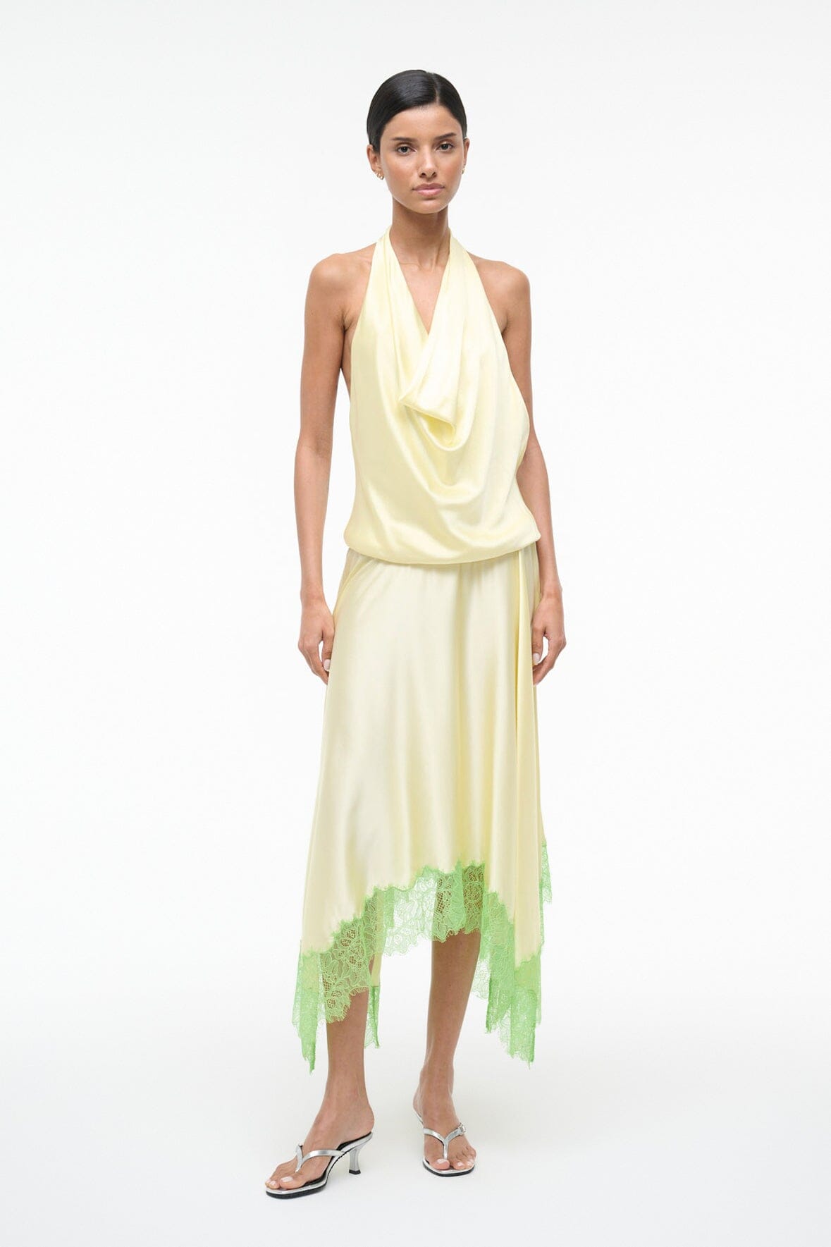 Elira Silk Dress | Key Lime Sprout