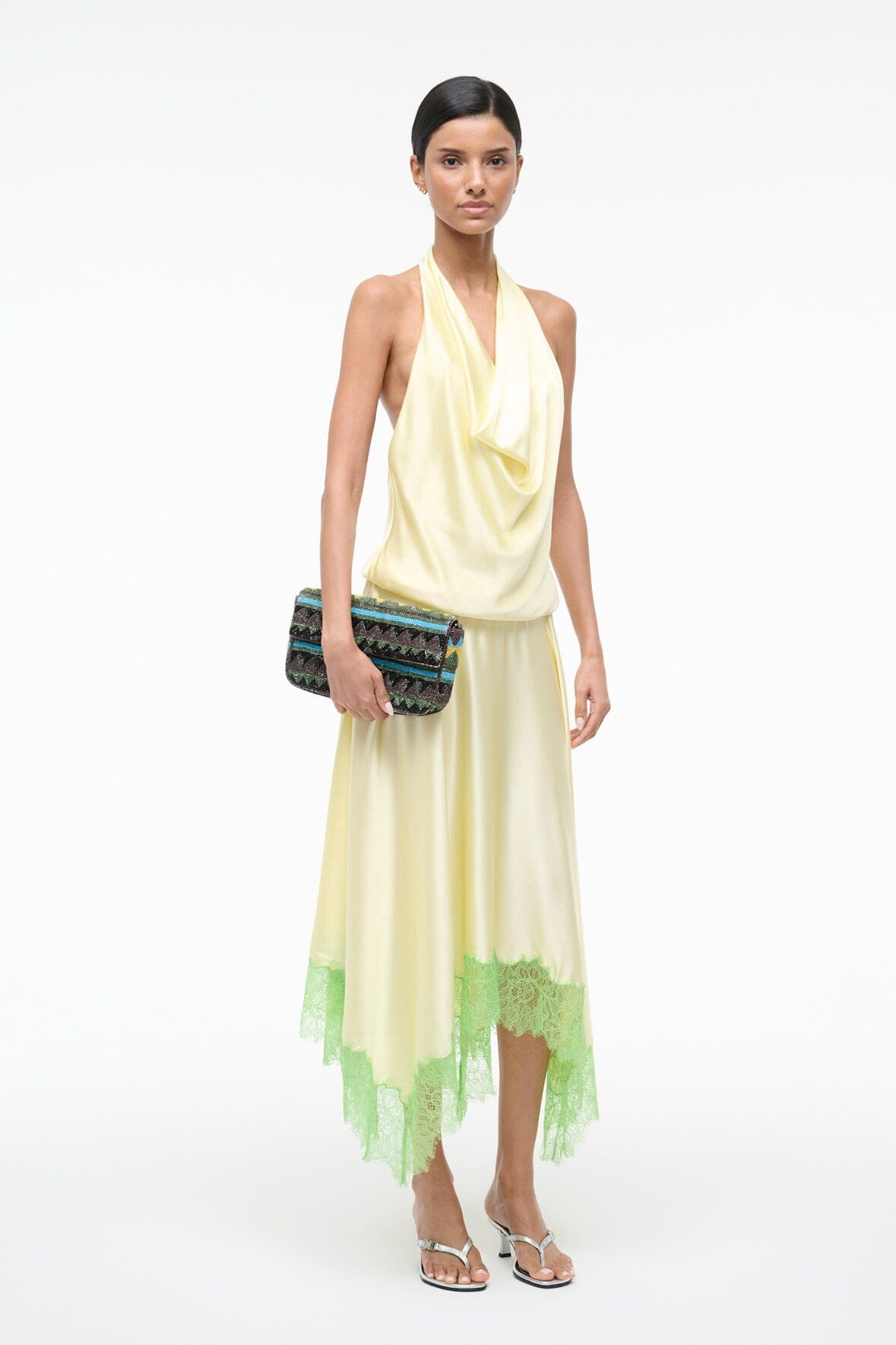 Elira Silk Dress | Key Lime Sprout