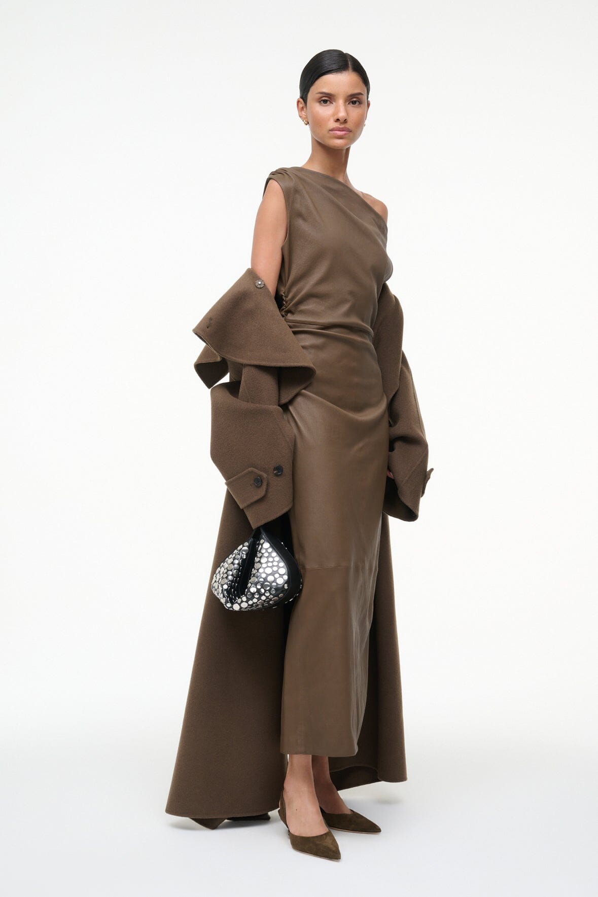Phare Leather Dress | Truffle