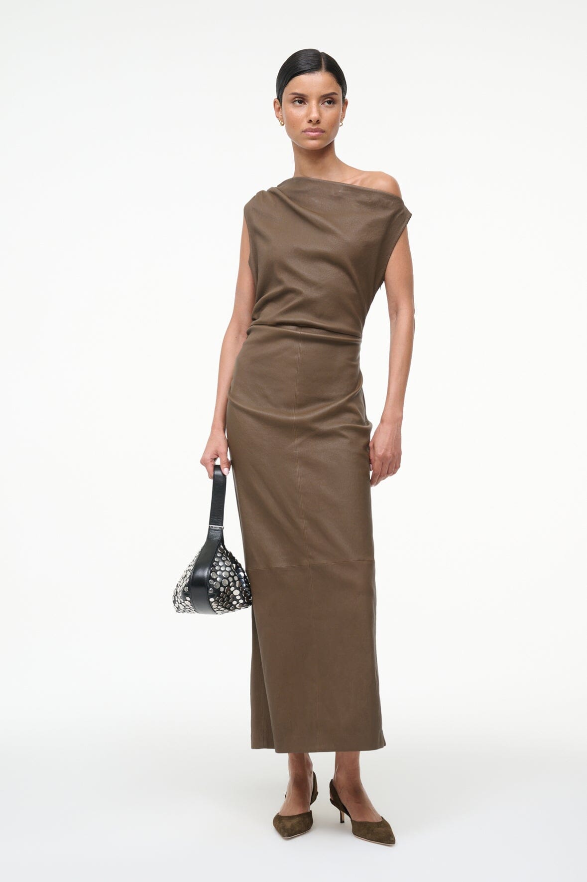 Phare Leather Dress | Truffle
