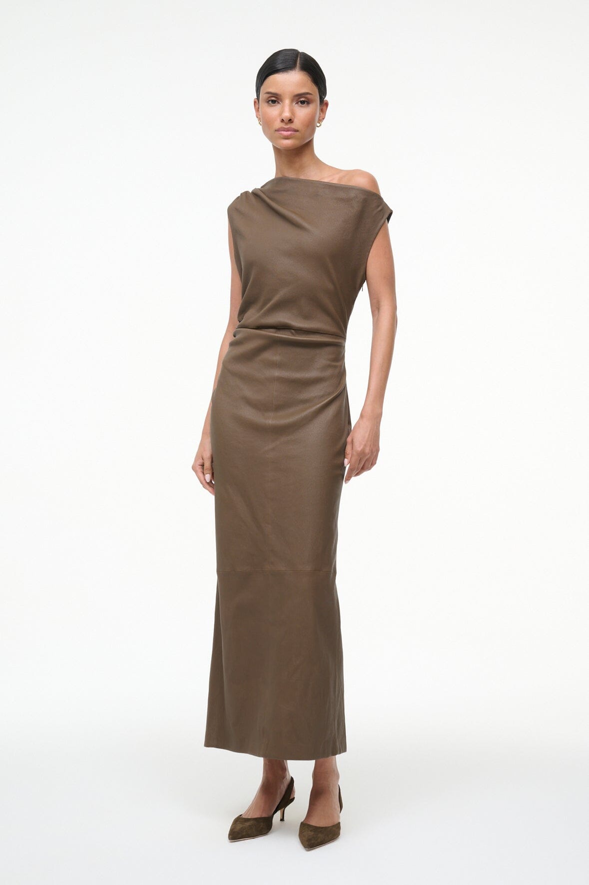 Phare Leather Dress | Truffle