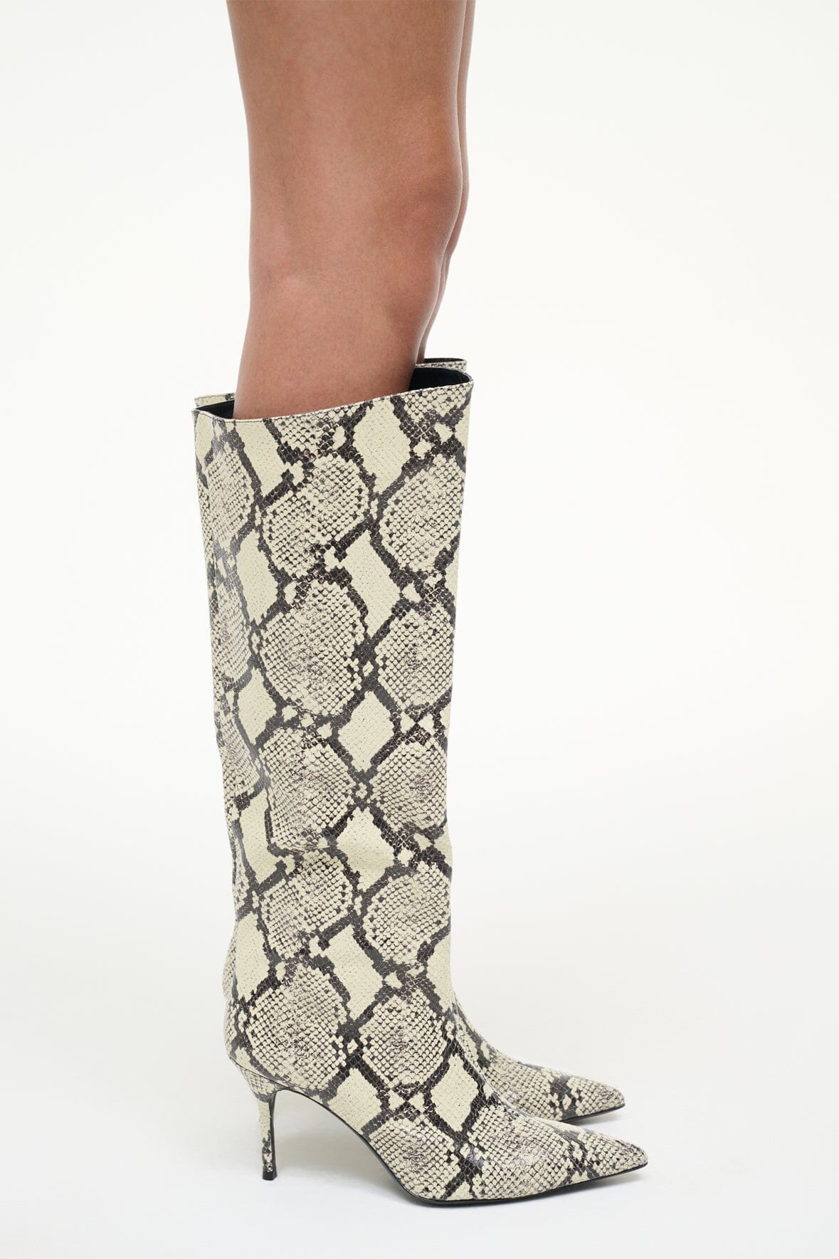 Sebastian High Heel Boot | White Snake
