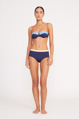 Devon High - Rise Bikini Bottom | Navy Colorblock