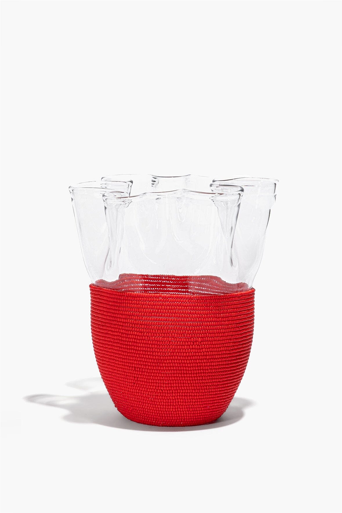 Wavy Beaded Vase | Red