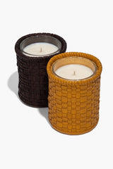 Rowe Woven Leather Candle | Espresso