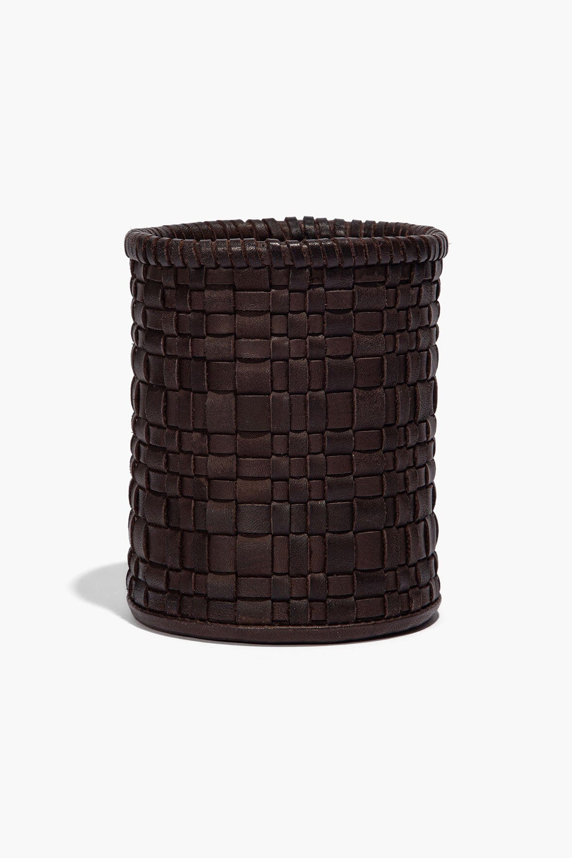 Rowe Woven Leather Candle | Espresso