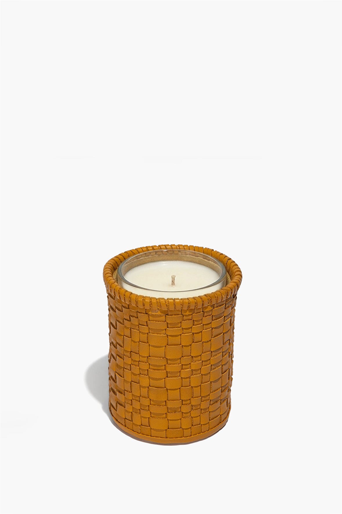 Rowe Woven Leather Candle | Goldenrod