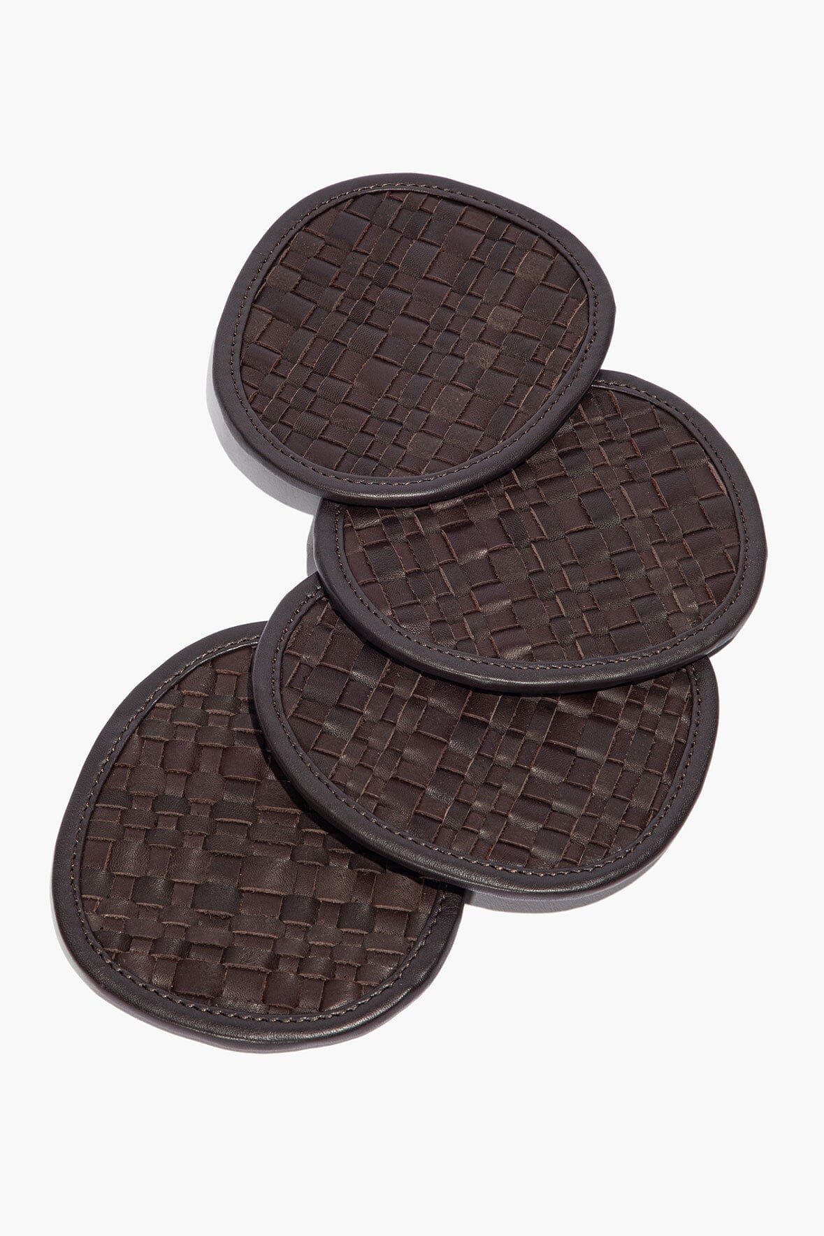 Grove Woven Leather Coasters | Espresso