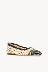 Nell Crochet Ballerina Sandal | Cream Black