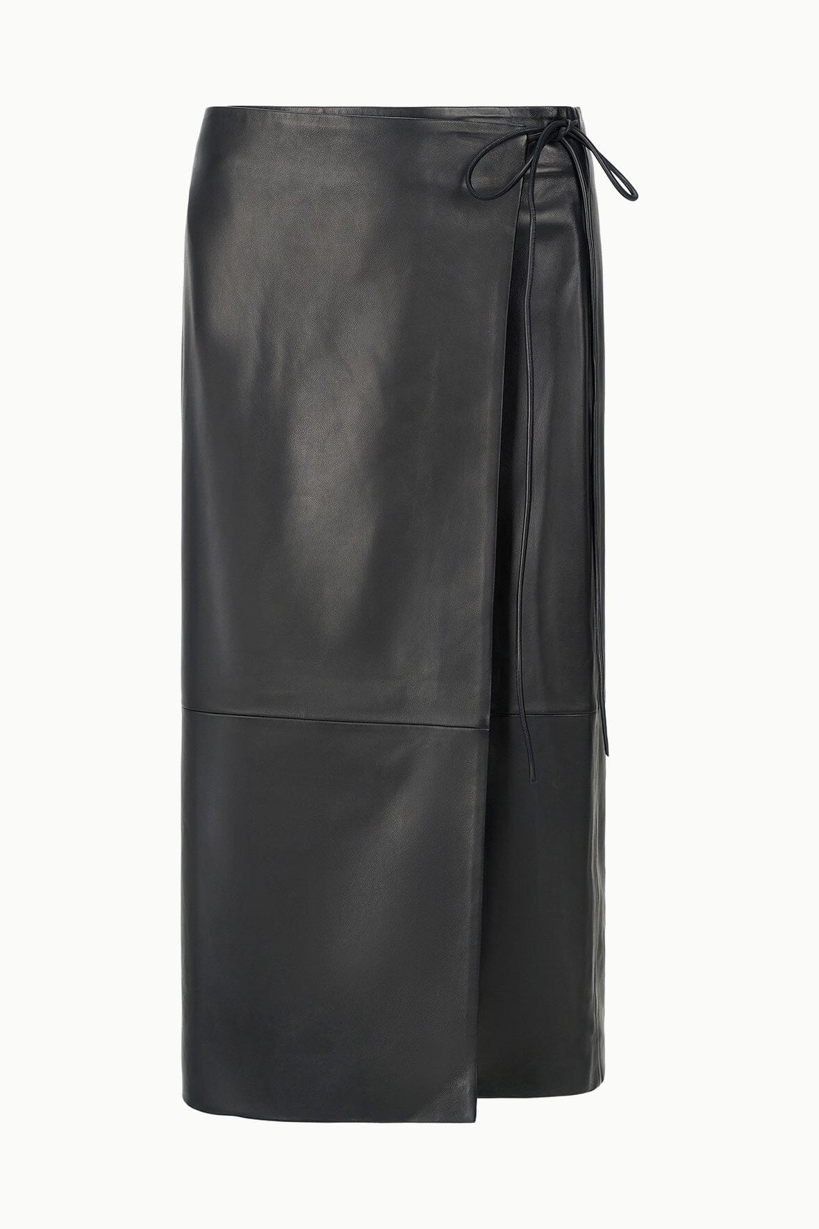 Roman Leather Wrap Skirt | Black