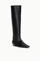 Wally Flat Boot | Black Croco