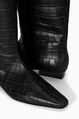 Wally Flat Boot | Black Croco