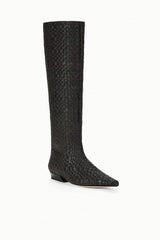 Wally Flat Boot | Espresso Woven Leather
