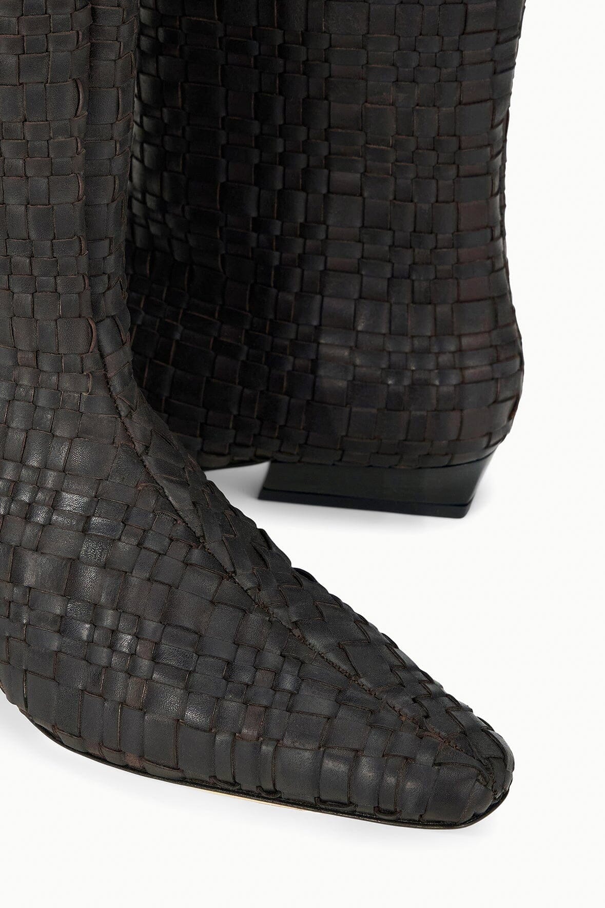 Wally Flat Boot | Espresso Woven Leather